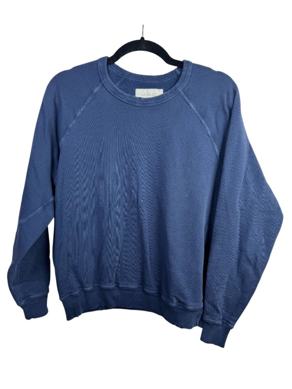 The Great Women Blue 100% Cotton Pullover Sweatshirt Size 0 US XS Distressed USA